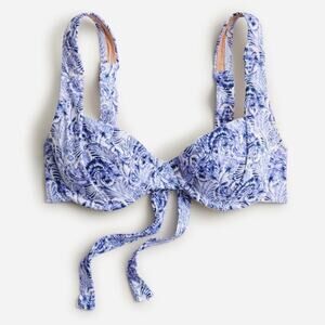 J. Crew Womens Cross Back Underwire Bikini Top Size 42D In Dandelion Swirl